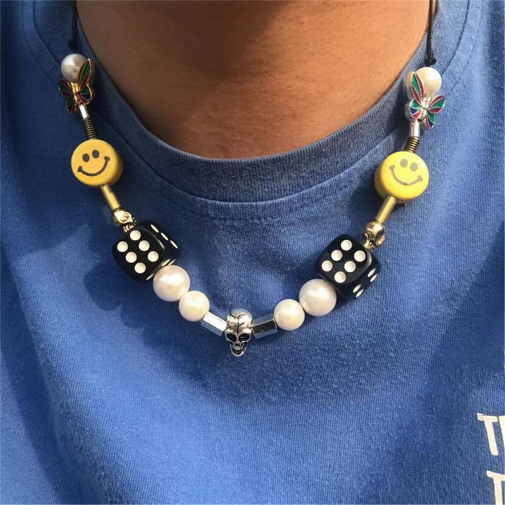 [Elegan] Kalung Manik-Manik Tengkorak Fashion Klasik Wanita Kalung Untuk Pria Paduan Gelang Akrilik