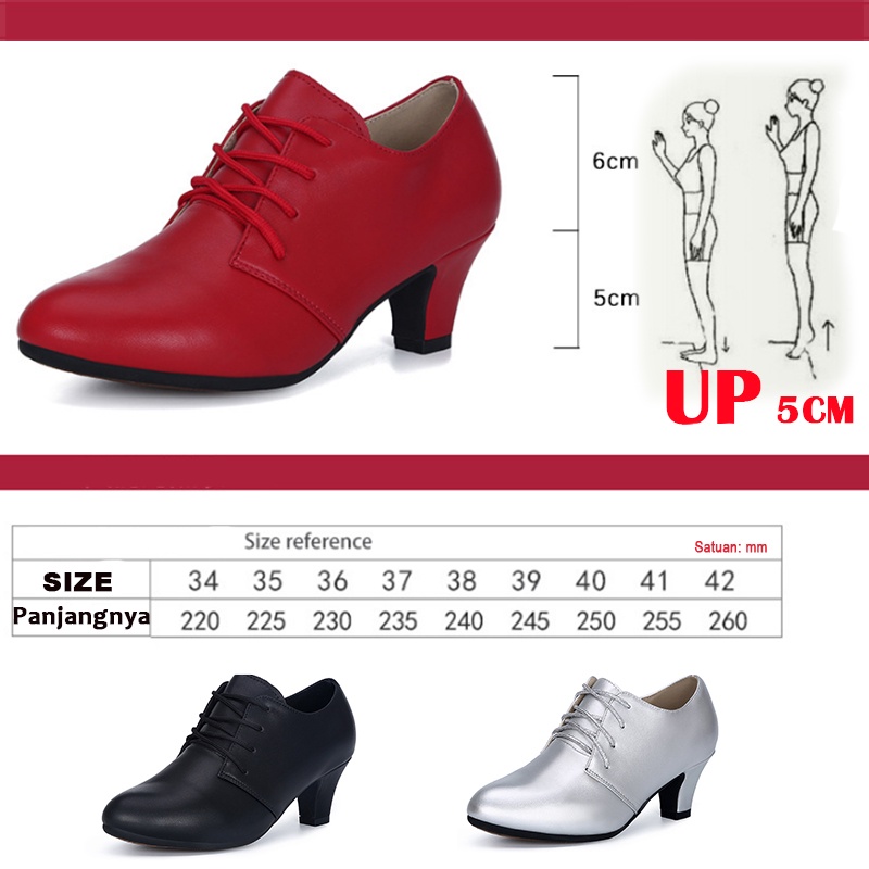 Hils wanita 5cm Sepatu dansa wanita Sepatu dansa latin Sepatu dansa tumit tengah Hak tinggi sol lembut sepatu dansa modern UK 36-41 sepatu line dance wanita