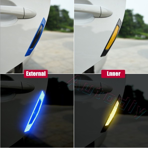 2pc Stiker Mobil 5D Serat Karbon Stiker Dan Decals Auto Strip Reflektif Peringatan Aksesoris Styling Mobil