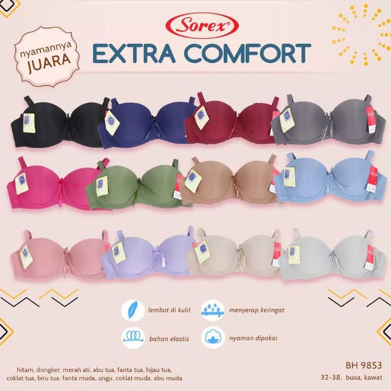 SOREX Bra Half Cup 9853 Busa Tipis Berkawat