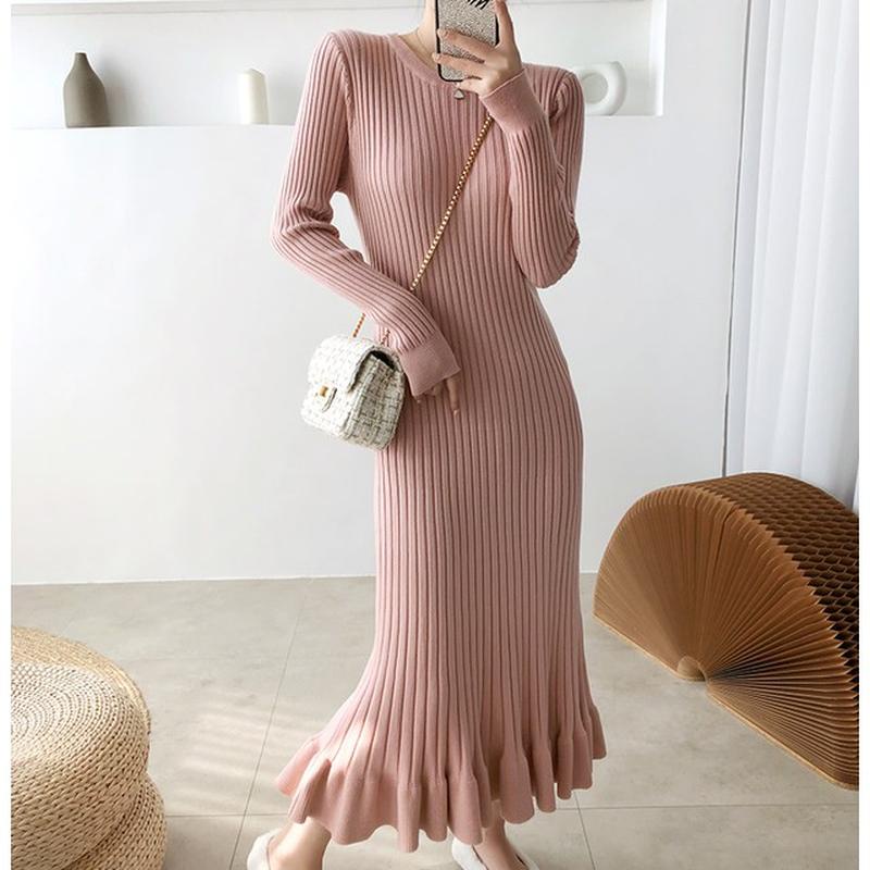 Melia Dress / Midi Dress / Korean Dress / Casual Dress Bj0N - Elma Dress Rajut Polos Premium Gaya Ko