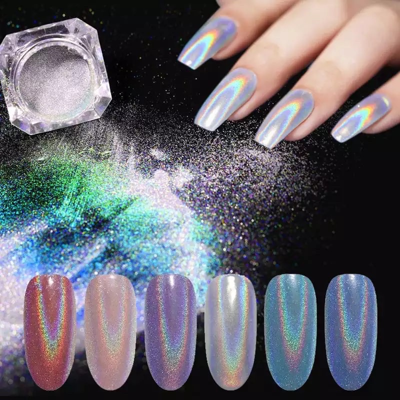 BUBUK HOLOGRAM SILVER HIASAN NAIL ART