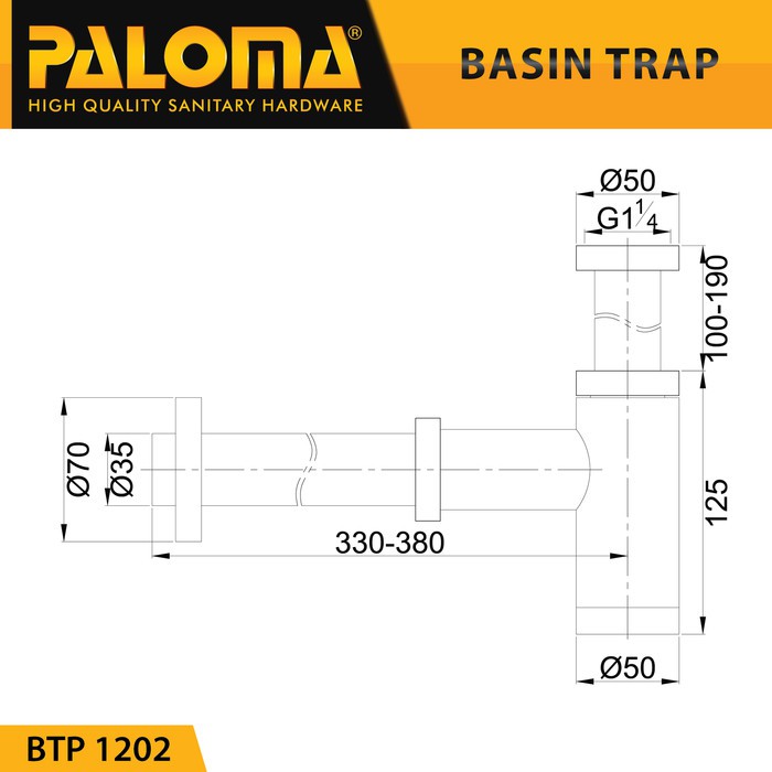 PALOMA BTP 1202 Sifon Saluran Pipa Pembuangan Air Wastafel Sink