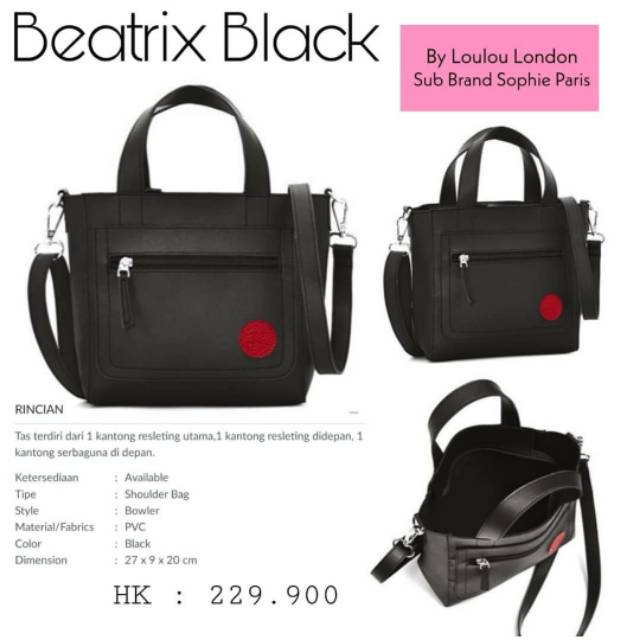 TAS BEATRIX BLACK LOULOU LONDON SUB BRAND SOPHIE PARIS