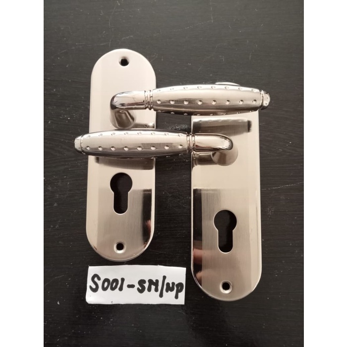 Handle Gagang Kunci Pintu Kecil Aluminium Set Soligen SLG Putih/Kuning