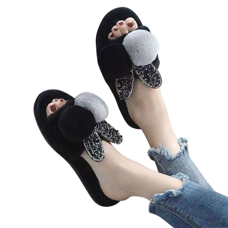 Sandal Wanita Sandal Korea Kokop Bulu Pom-pom 36/40 DAN 31/35 DAN 26/30