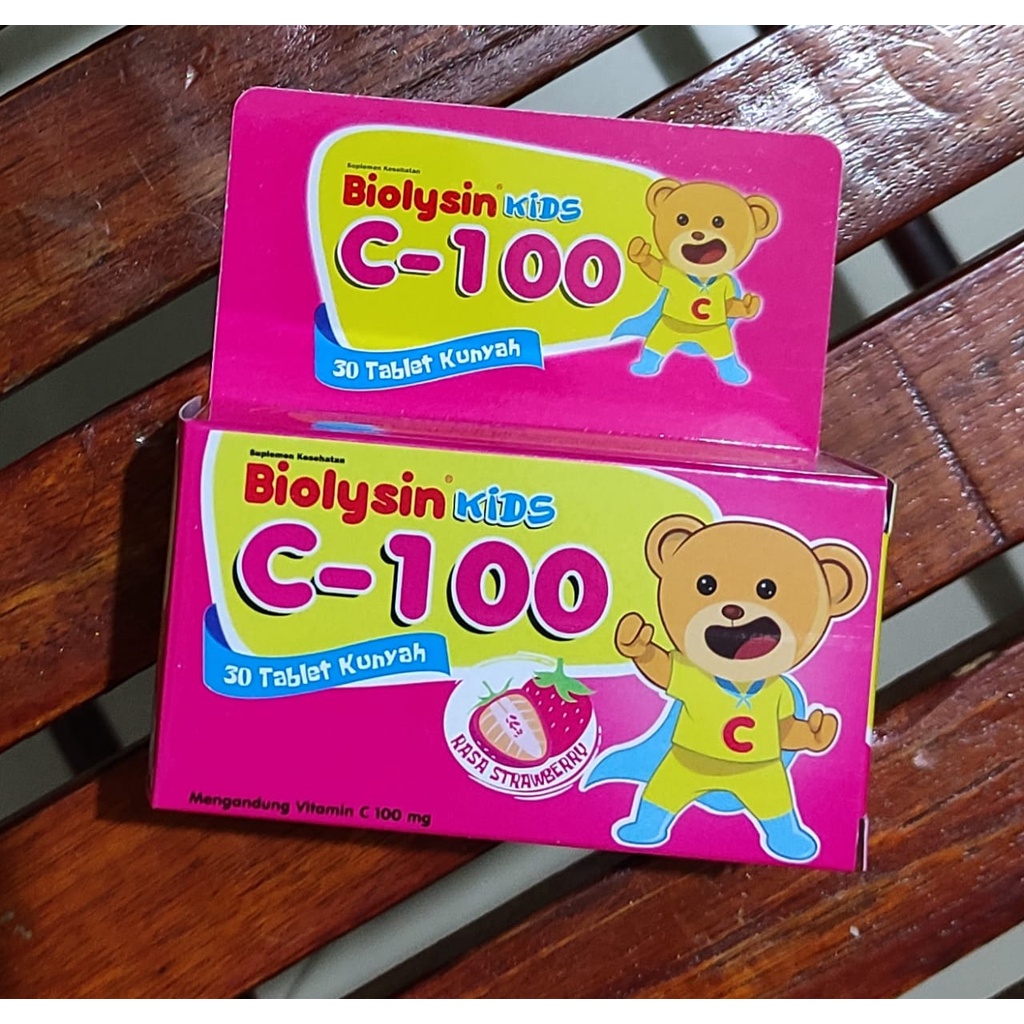 Biolysin Kids C-100 isi 30 Tablet Kunyah / Rasa Strawberry / Vitamin C / Vitamin Anak