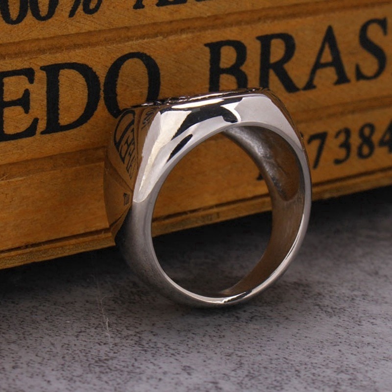 Cincin Motif Jangkar Kapal Warna Silver Ukuran 7-14 Untuk Pria