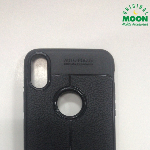 Case iphone x autofocus leather cover kulit silikon casing