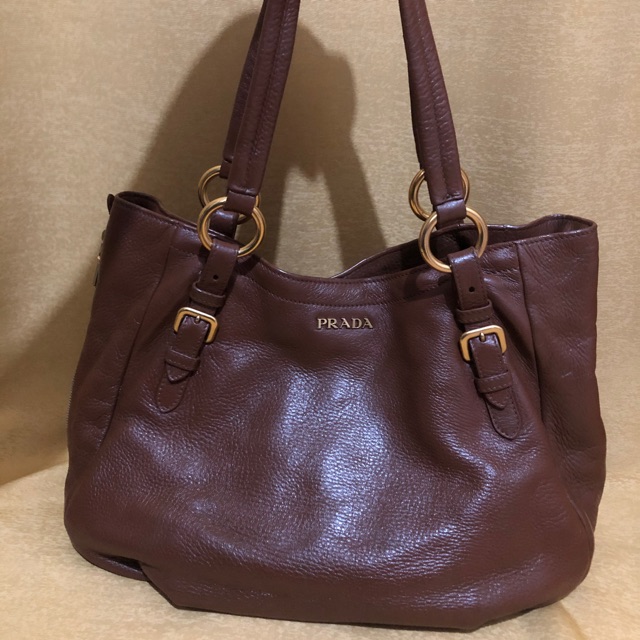 Authentic Pr*da totebag preloved second asli original tas kulit full genuine leather
