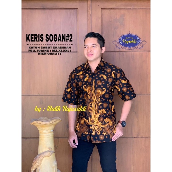 KERIS SOGAN PEN 2 Kemeja Batik Pria Solo Asli Lengan Pendek Katun Halus FULL FURING PREMIUM Mewah At