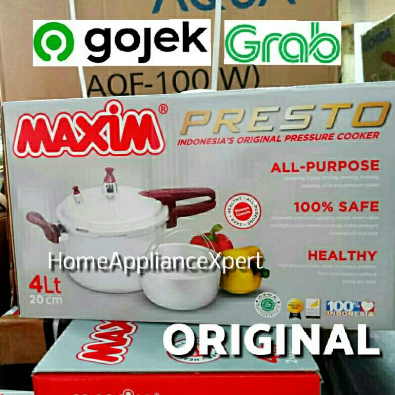 Maxim Presto Pressure Cooker 4 Liter Panci Aluminium Ori Baru Gagang Panjang