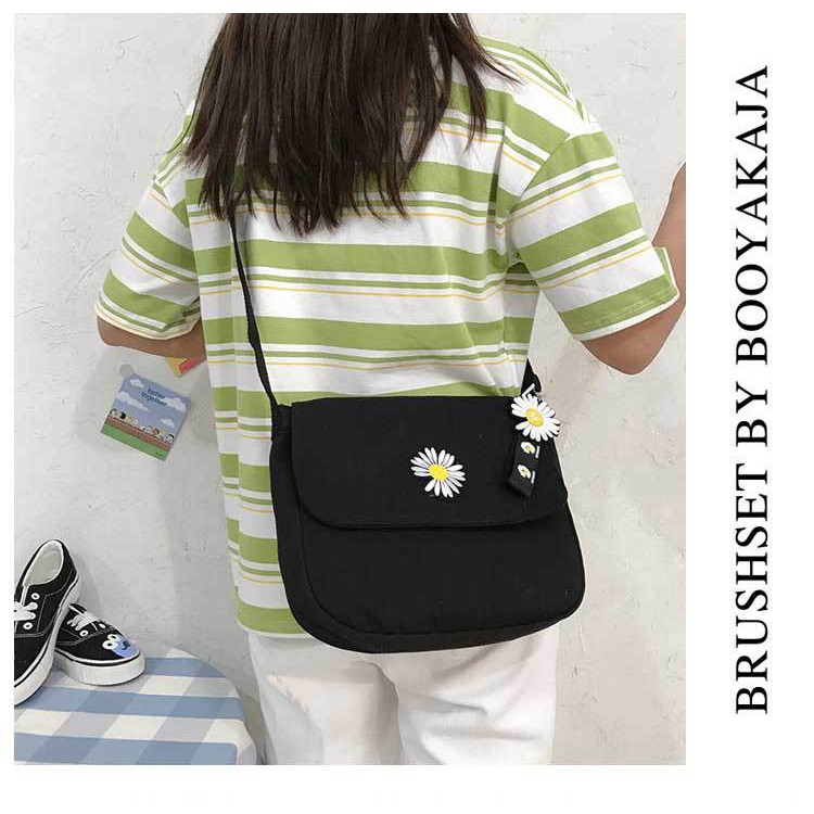 TC-111 tas canvas wanita selempang bunga sekolah kampus import korea jepang