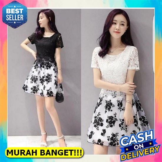 (100% Real Pic) Dress Xxl Daisy Jumbo Bigsize Tile Bordir Brukat Glitter Mutiara Tule Brokat Tulle T