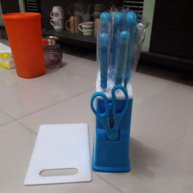 Pisau Set Bravorous Set Pisau Dan Talenan Dapur 9pcs In 1warna