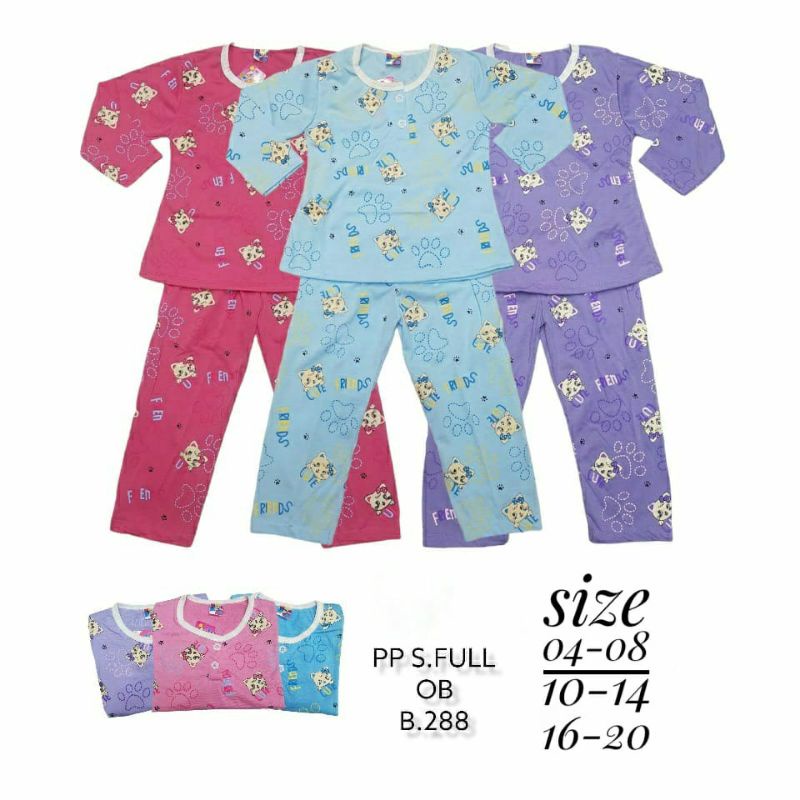 SETELAN BAJU TIDUR ANAK PEREMPUAN UMUR 2-6TAHUN MOTIF CUTE FRIENDS