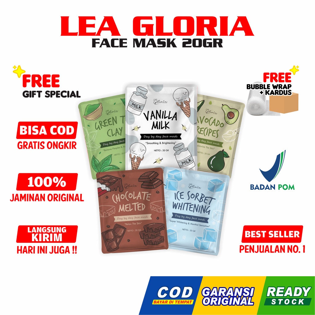 Lea Gloria Masker Wajah [FREE GIFT] 20gr Masker Wajah Organik Original Bpom By Lea Gloria