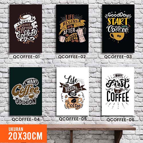 Hiasan Dinding Kayu Quote Coffee kopi poster kayu murah MDF 20X30 CM