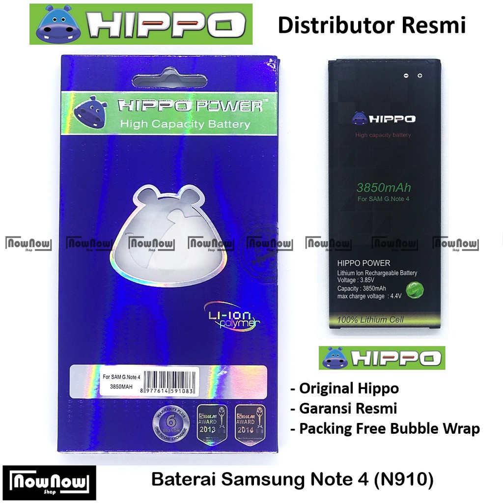 Baterai Hippo Samsung Galaxy Note 4 N910 Original Batre Batrai Battery HP Garansi Resmi