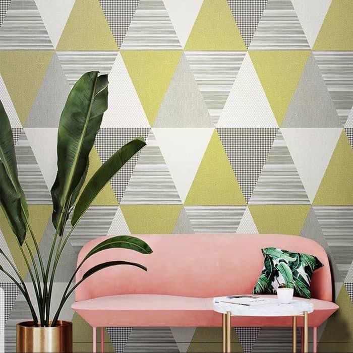 WALLPAPER STICKER DINDING MOTIF SEGITIGA 45CM X 10M