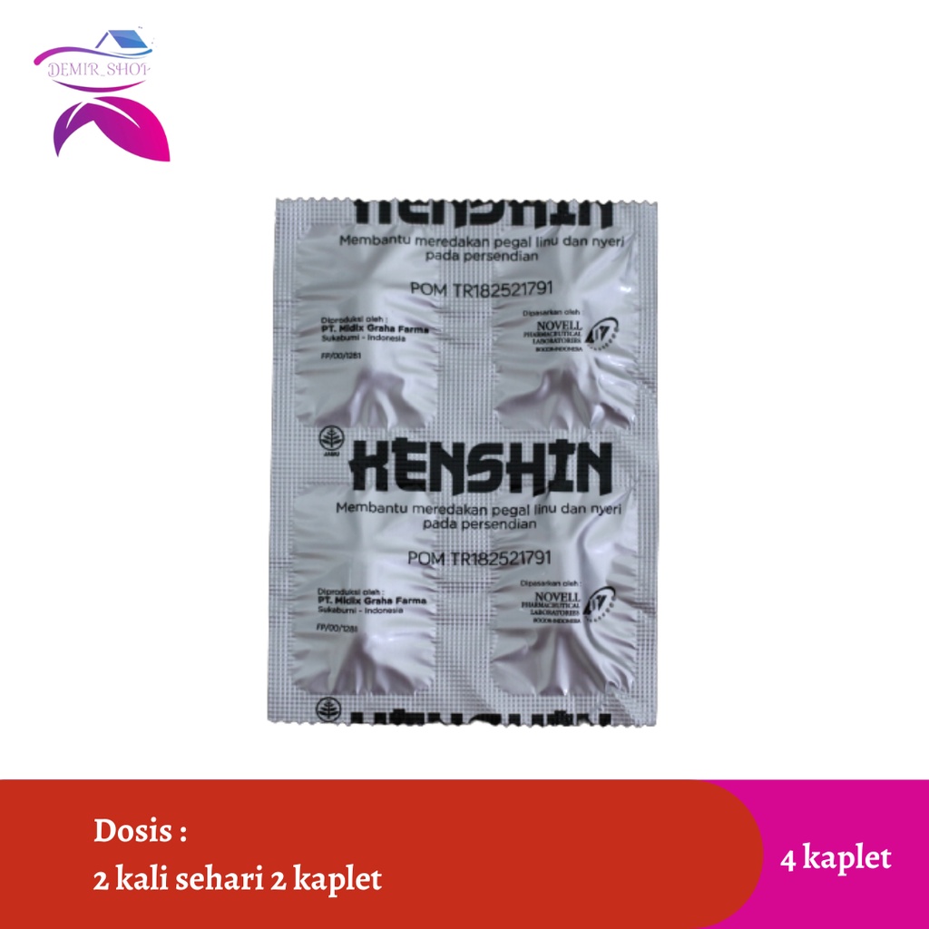 Kenshin Strip 4 Tablet Obat Pegal Linu &amp; Nyeri Sendi