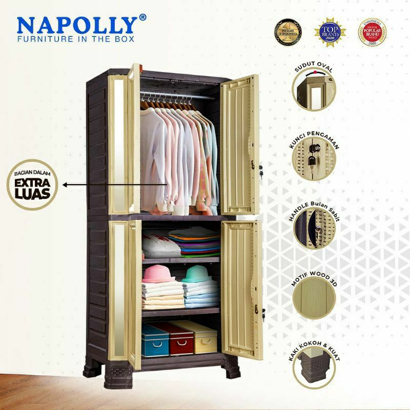 LEMARI PAKAIAN NAPOLLY 2 PINTU CERMIN | CABINET SULTAN CABSUL 2