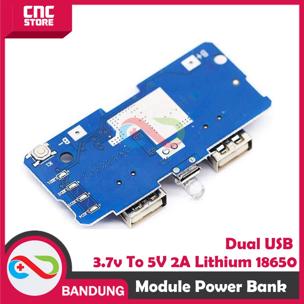 DIY MODULE POWER BANK DUAL USB 3.7V TO 5V 2A LITHIUM 18650 MODUL PB