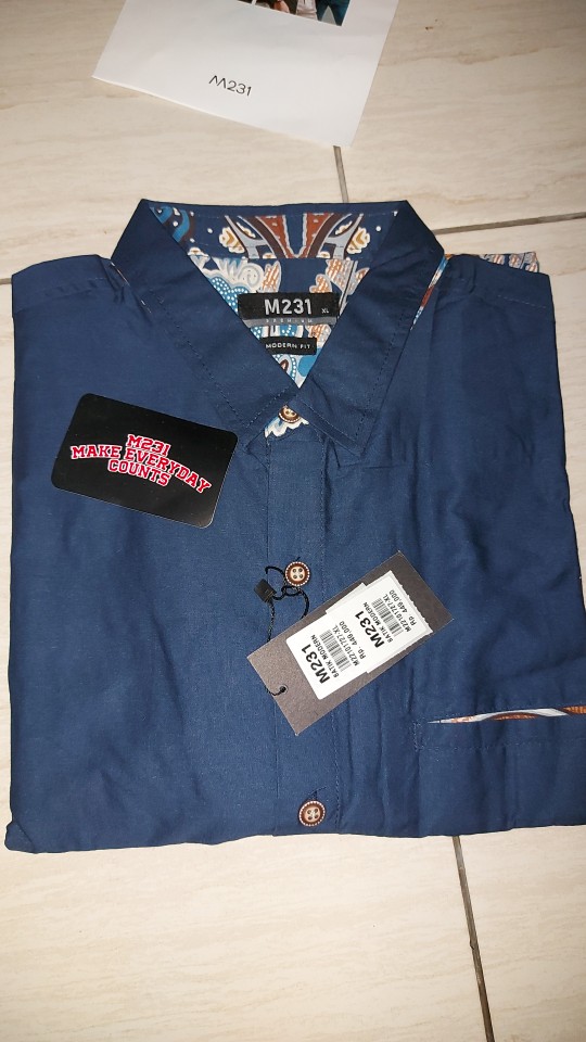 M231 Kemeja Pria Batik Pendek Navy 1727
