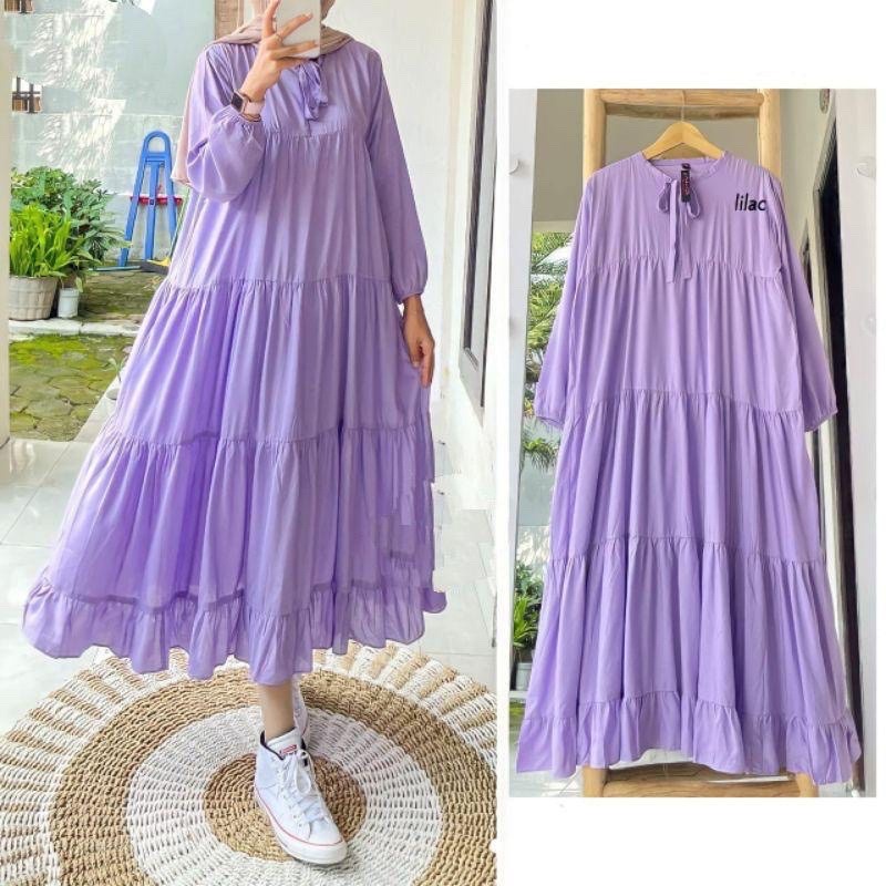 GSC - Rachel midi dress / Long Tunik Wanita Terbaru / Gamis Polos Murah / OOTD Muslim Kekinian