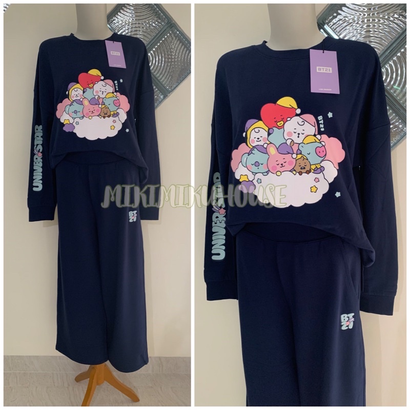 BT21 BABY PAJAMA PAJAMAS DREAMING DREAM DOLL BAJU TIDUR HUNTINNER WEAR OFFICIAL STRIPE DOLL BTS