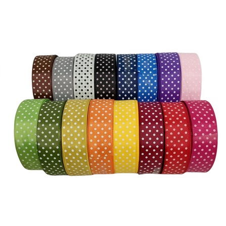 ( 3 Meter ) PITA GROSGRAIN POLKADOT RIBBON - PITA KADO ONDE 1 INCH / PITA GROSSGRAIN 2.5 CM / PITA DOT 1 IN PITA GROSGRAIN ONDE / DOTS / HIASAN KADO / HAMPERS / SOUVENIR PARCEL PARSEL BINGKISAN SNACK GOODIE BAG