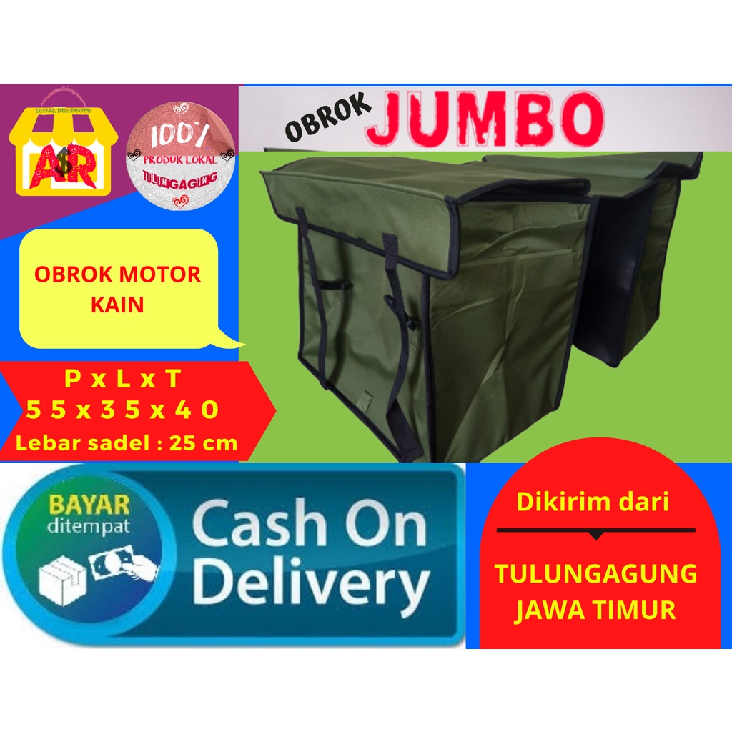 AR BRONJONG motor kain terpal anti air JUMBO Obrok motor Tas pos Tas kurir Ronjot Sidebag motor