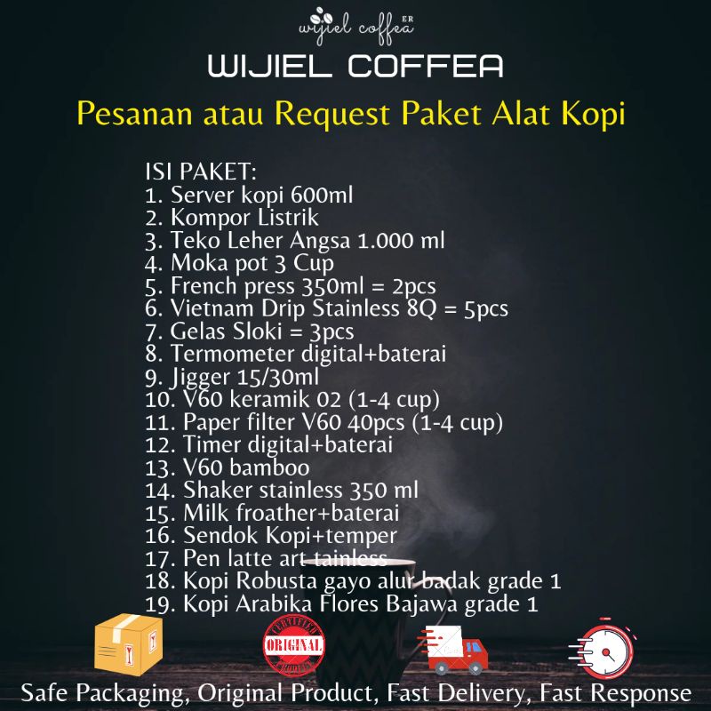 Paket Alat Kopi Manual Brew Lengkap Alat Kopi Request Usaha Kedai Kopi