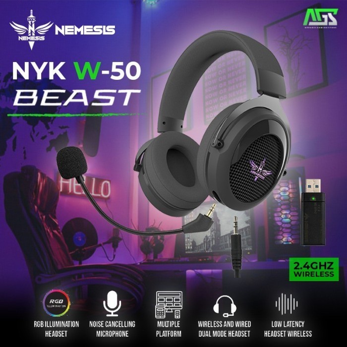 NYK W50 Beast Wireless &amp; Wired RGB - Gaming Headset