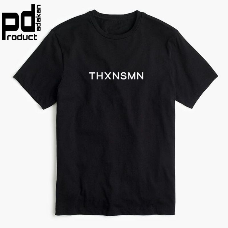 baju distro THXNSMN logo kaos tulisan putih tshirt black white pria wanita dewasa anak tee cotton
