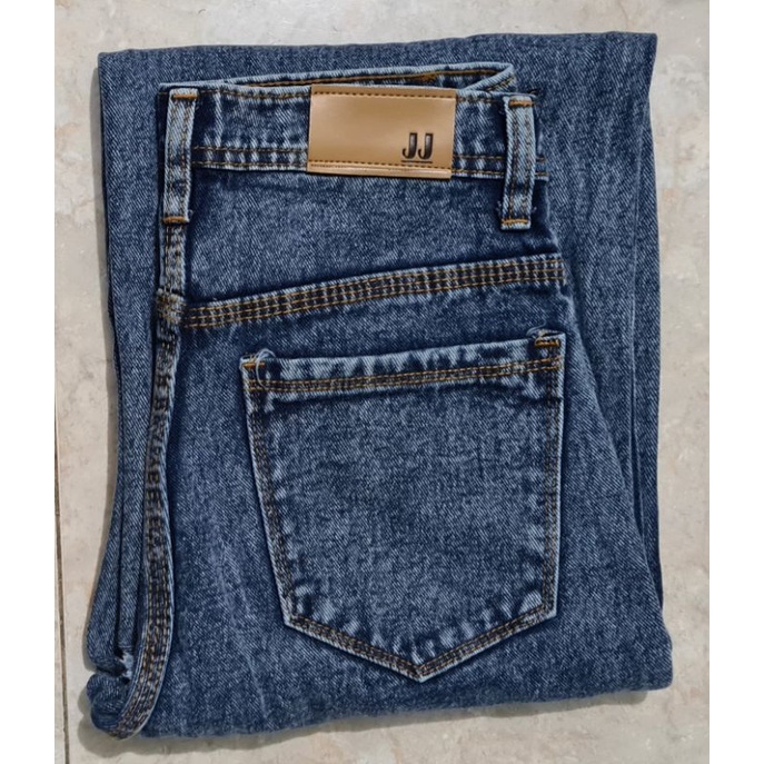 Jim's jeans celana kulot rawis, tulang-Snow blue