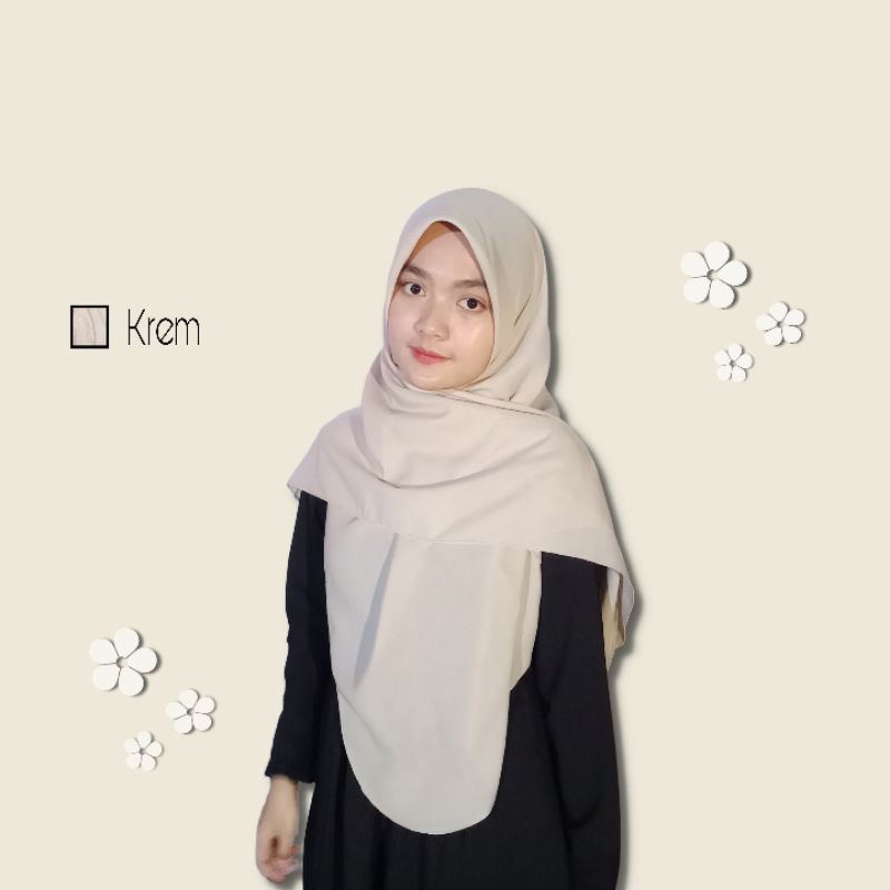 Araa Curve by aleema Material Premium Voal Superfine segiempat Malaysia, hijab Bawal-Krem
