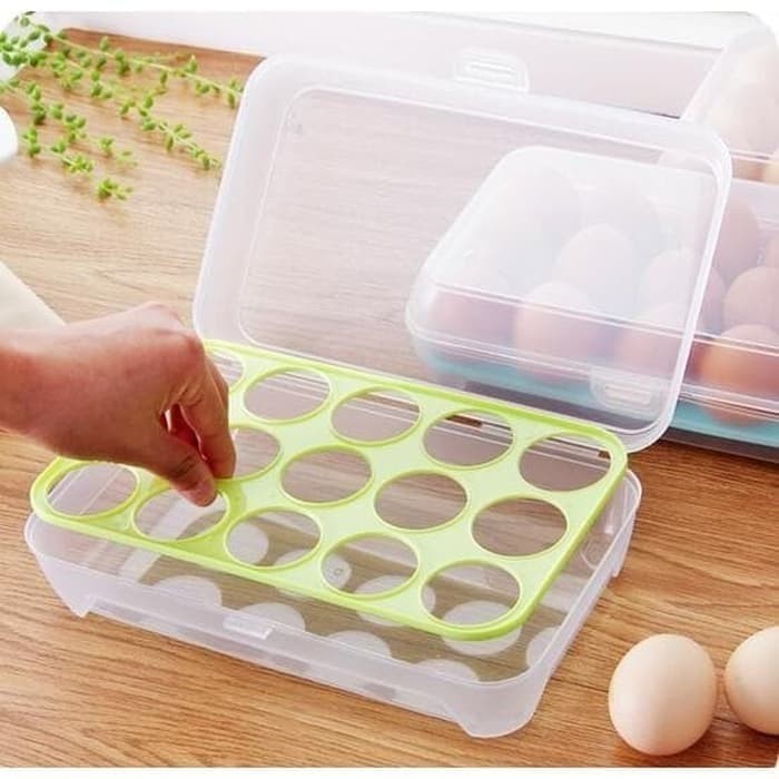 Tempat Telur Isi 15 Sekat Kotak Telor Egg Storage Box Penyimpanan