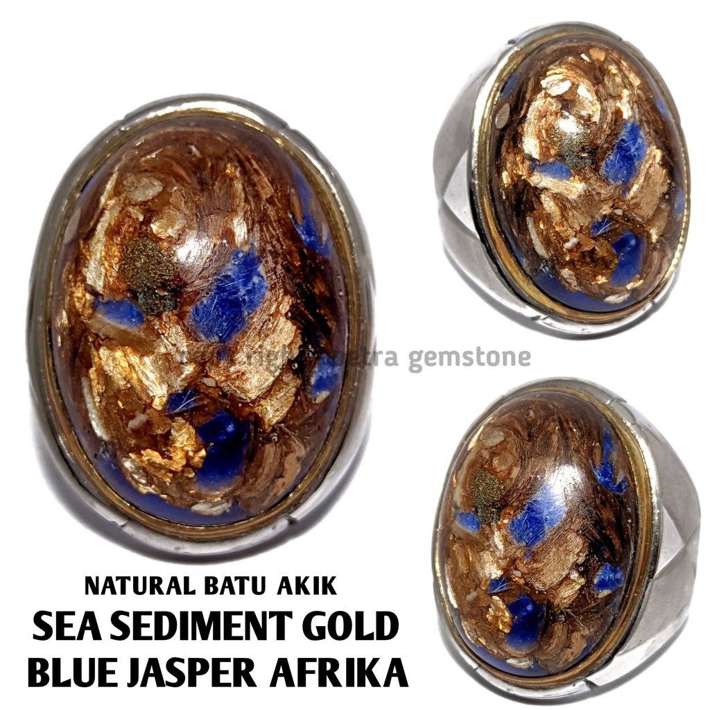 Natural Batu Akik Sea Sediment Gold Blue Jasper Afrika SJA04