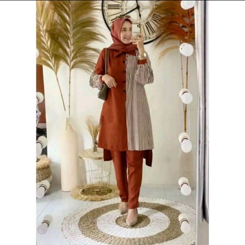 Arumi Set Celana Baju Muslim Terbaru 2021 / Stelan Wanita Murah / Stelan Kekinian / Set