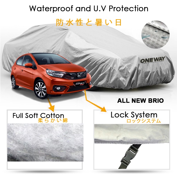 New Cover Sarung Mobil HONDA BRIO Waterproof UV Protection TRIGUARD 3 Lapis Layer ONE WAY Tebal