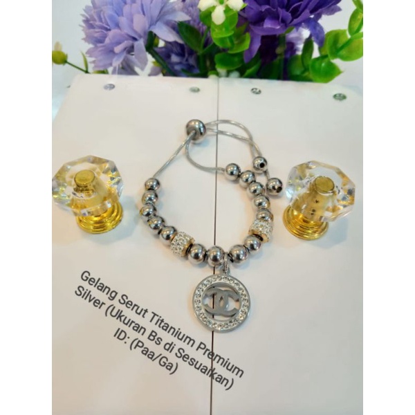 Gelang serut titanium silver jurai