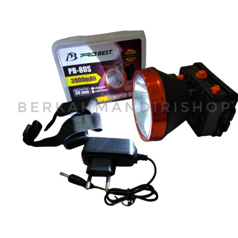 Senter Kepala Cas 80W Super Terang / JINLONG JL-80 80Watt 3000mAh // Pro best PB-80S 3000mAh / Headlamp Probest 80W