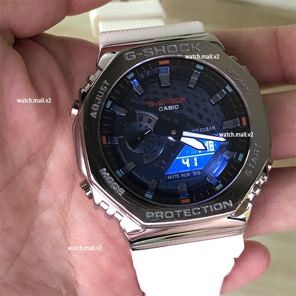 Jam Tangan Casio Metal Octagon Tahan Air Shockproof Olahraga Jam Tangan Fashion Pria dan Wanita Jam Tangan Gshock GM-S2100 Series