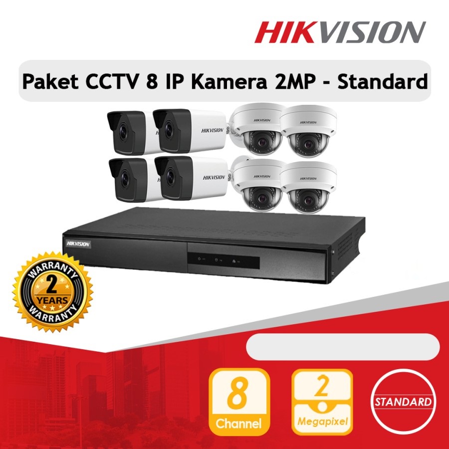 PAKET CCTV IP CAMERA HIKVISION 2MP 8 CHANNEL TANPA HDD SIAP PASANG