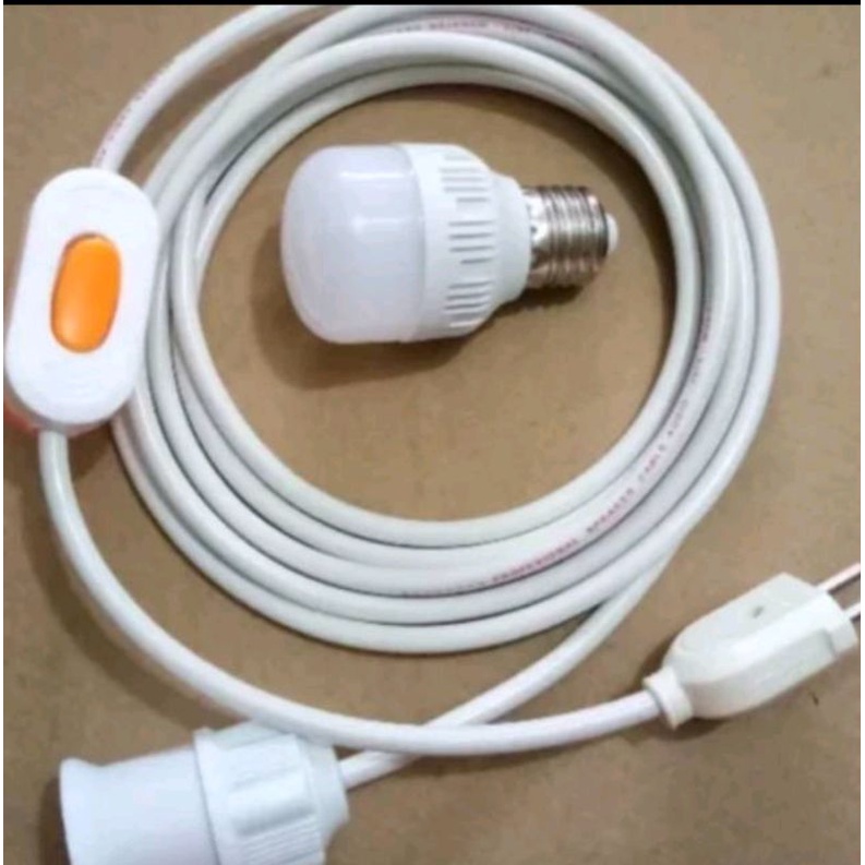sambungan kabel 4 meter  lampu led  saklar gantung  colokan gepeng  fiting gantung