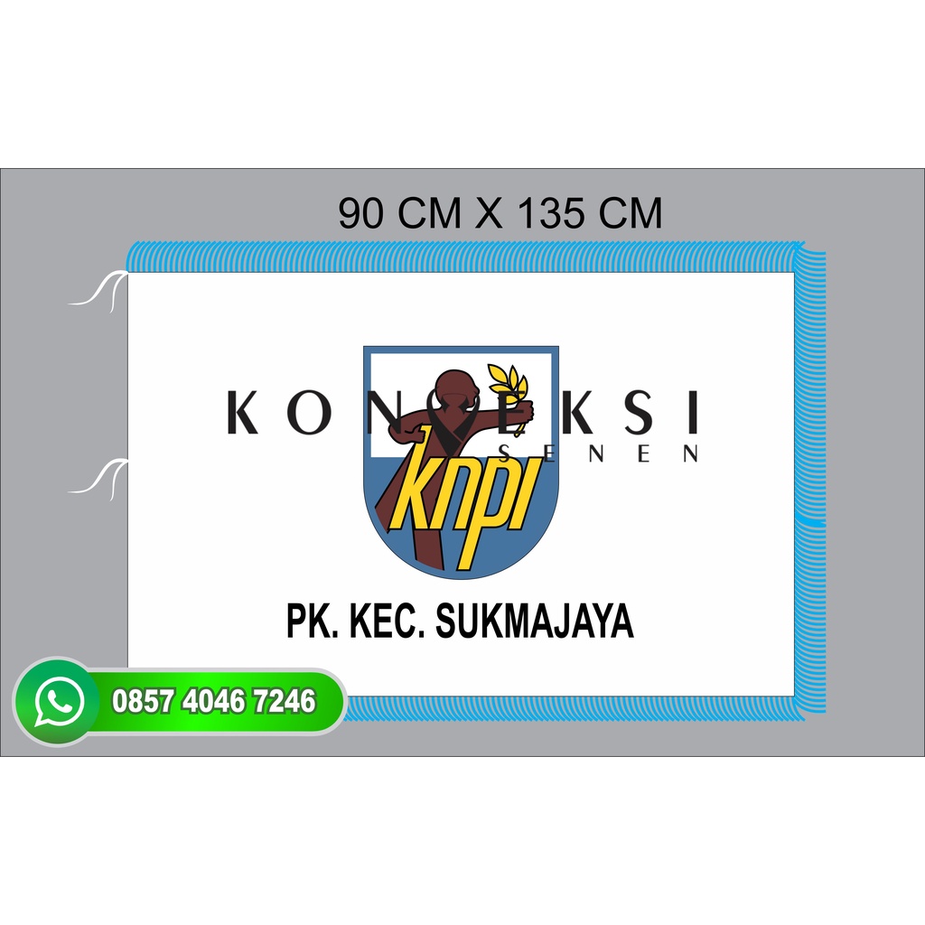 bendera pataka knpi | custom bordir logo dan ulisan