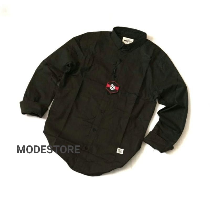 Kemeja Pria Hitam Polos Lengan Panjang Original, Kemeja Pria Distro, Kemeja Pria Basic, Kemeja Pria 
