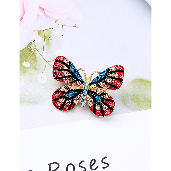 LRC Bross Fashion Color Butterfly-studded Brooch F60171