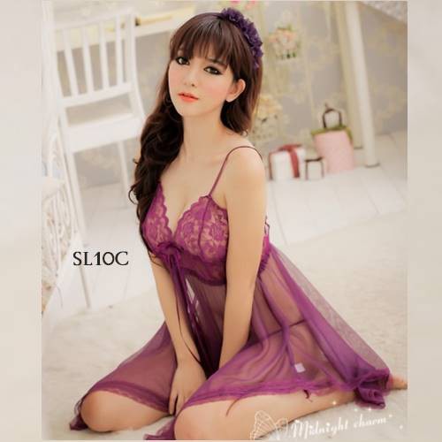 [PRIVASI AMAN] BAJU TIDUR SEXY LINGERIE SEKSI NIGHTGOWN LACE UNGU JUMBO XXL SL10C